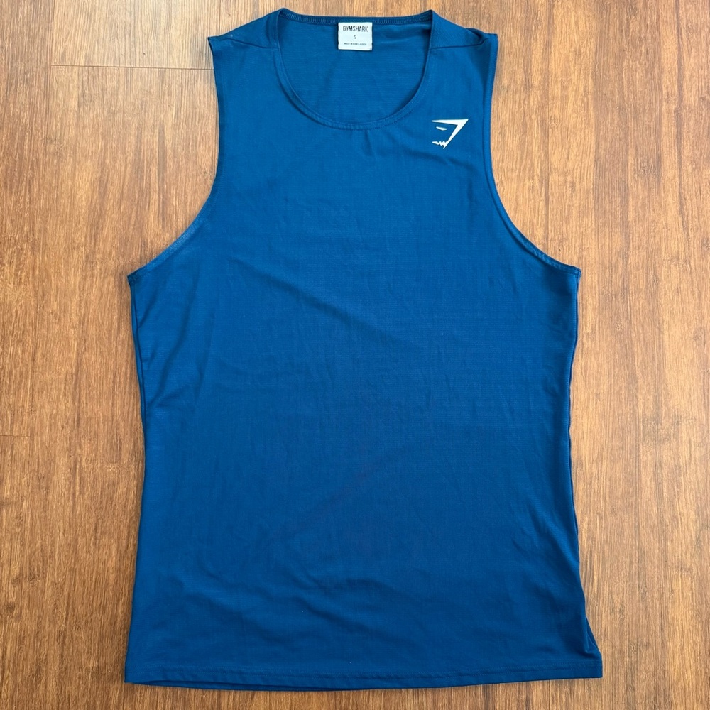 Gymshark Arrival Tank Top Sleeveless Tee Athletic Blue Mens Small Gym Workout